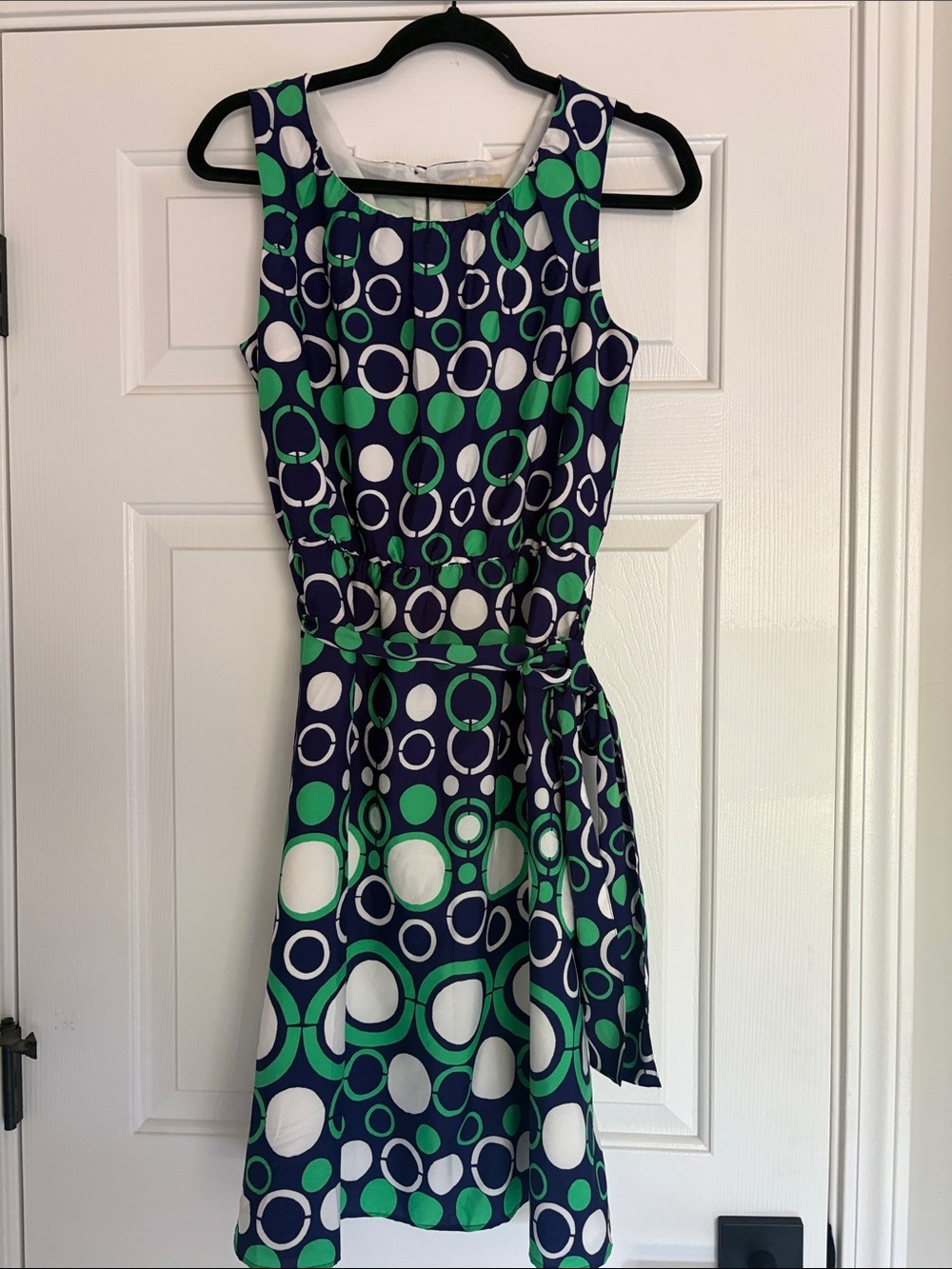 Banana Republic Navy, Green & White Sleeveless Midi